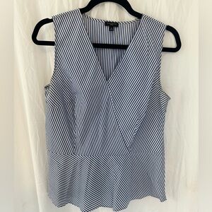 Talbots Navy and White Striped Blouse